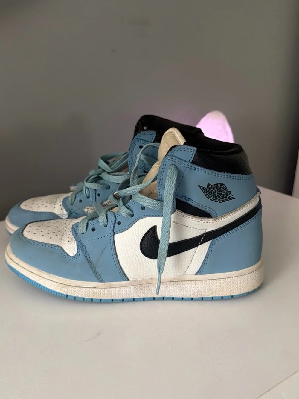 Jordan Kids' High-Top Sneakers in Light Blue, White & Black